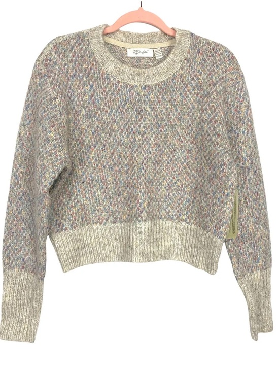 Design Lab Sweaters - Design Lab speckled, cream-colored, cropped crewneck sweater Size: Small